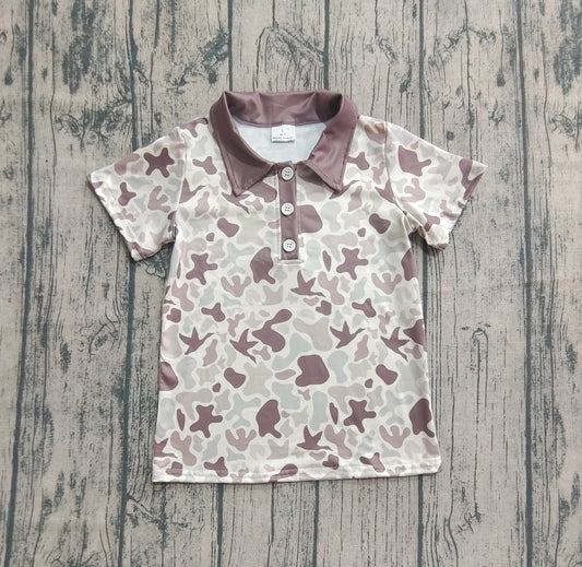 Baby Boys Short Sleeves Khaki Ducks Camo Button Polo Shirts Tops
