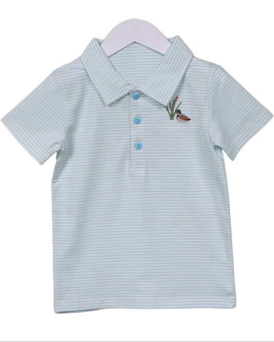 Baby Boys Blue Stripe Short Sleeves Ducks Button Polo Shirts Top Preorder