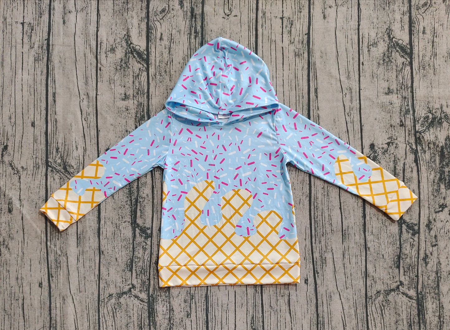 Baby Boys Blue Team Sprinkles Drips Long Sleeves Hoodies Tops