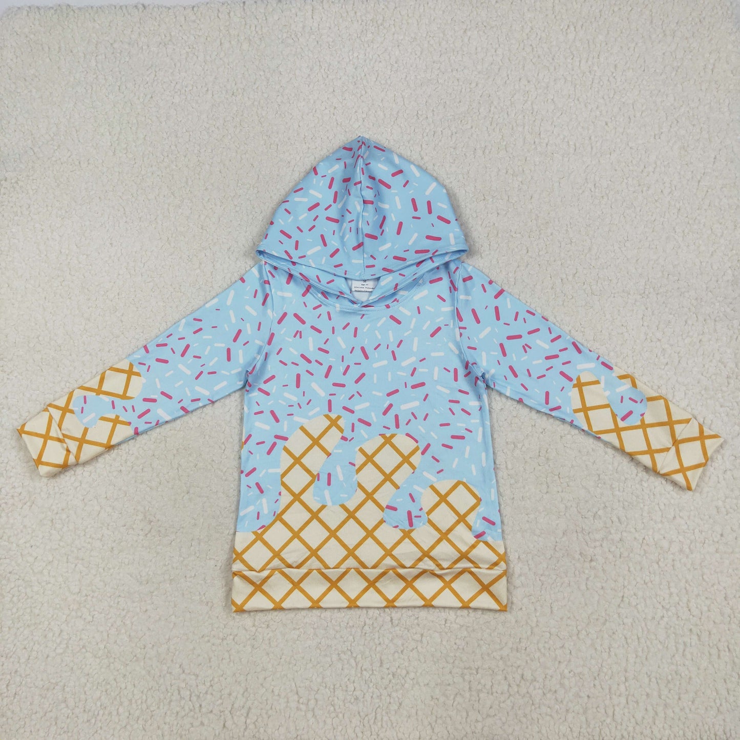Baby Boys Blue Team Sprinkles Drips Long Sleeves Hoodies Tops