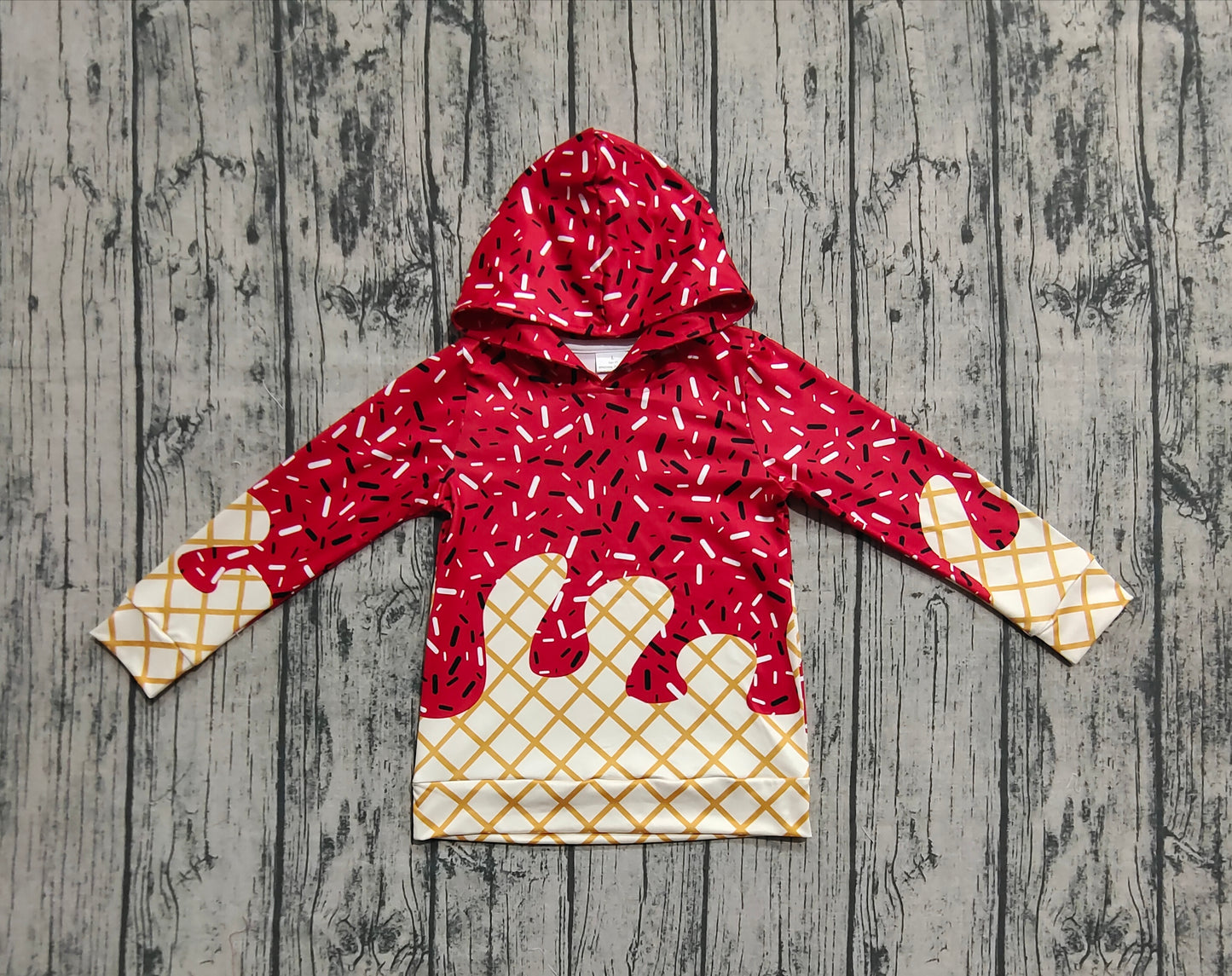 Baby Boys Red Long Sleeves Sprinkles Drips Team Hoodies Tops