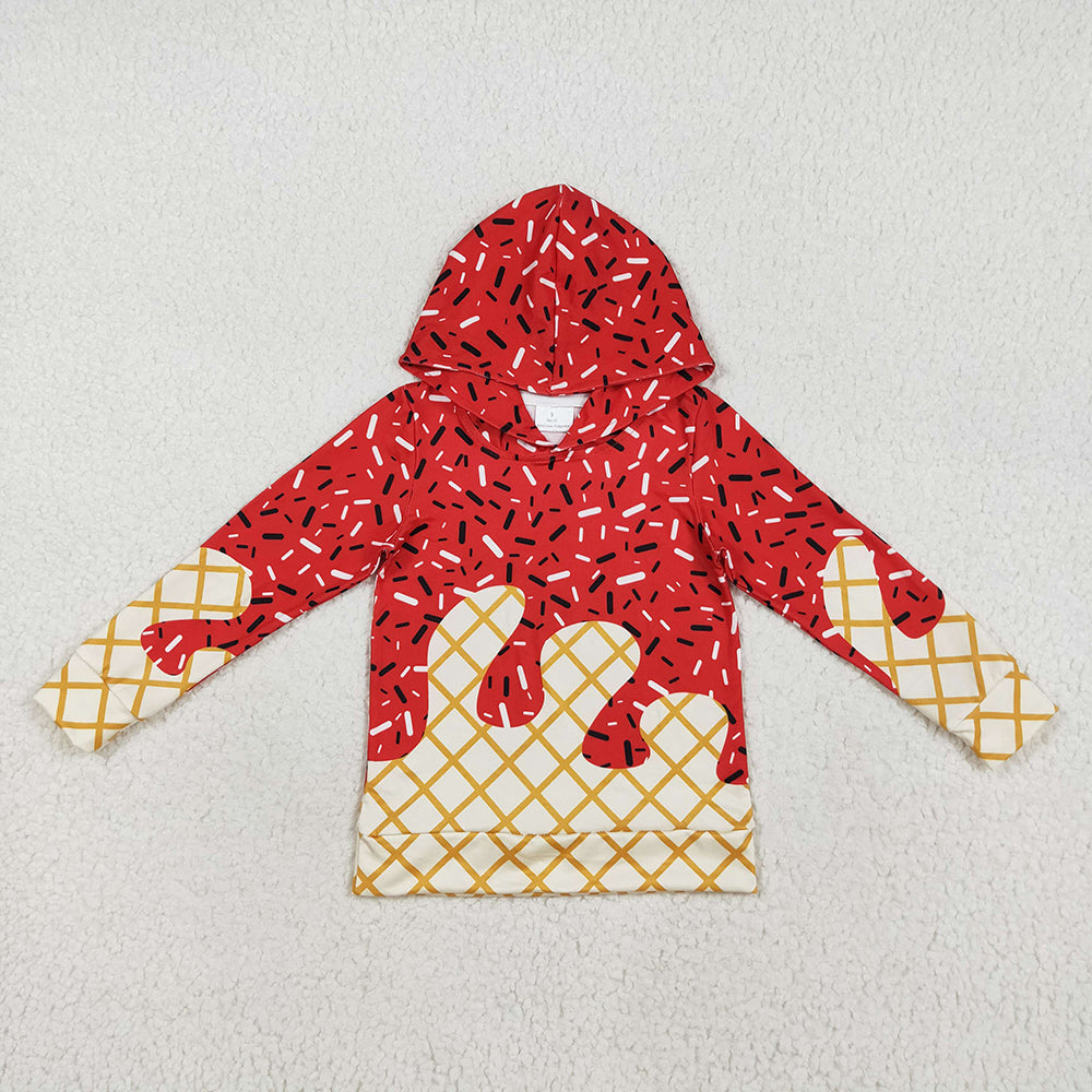 Baby Boys Red Long Sleeves Sprinkles Drips Team Hoodies Tops