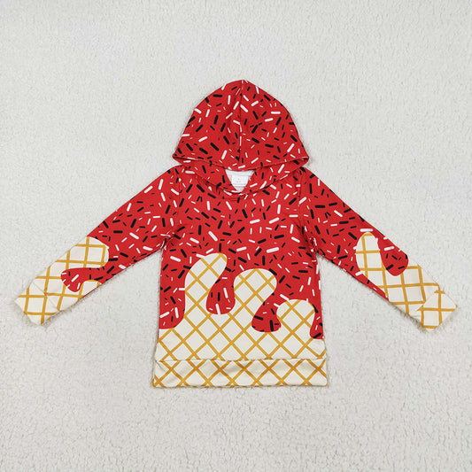 Baby Boys Red Long Sleeves Sprinkles Drips Team Hoodies Tops