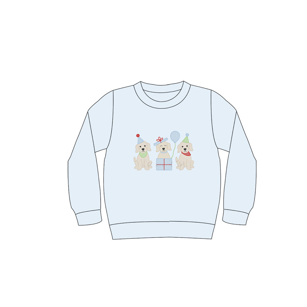 Preorder moq 5 Baby Boys Blue Dogs Happy Birthday Tee Shirts Top