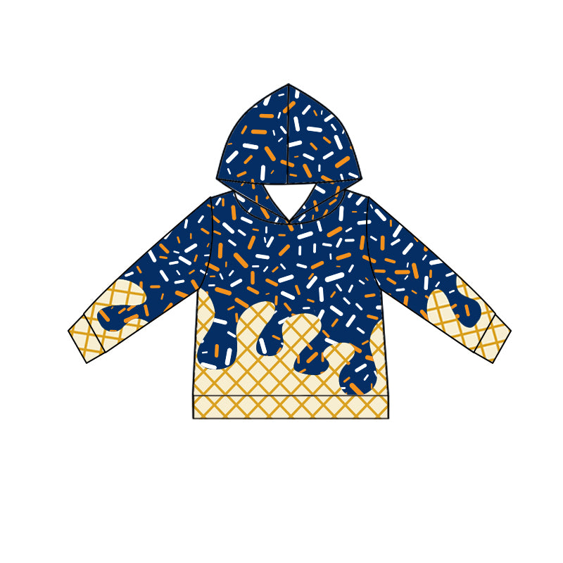 Baby Boys Blue Orange Long Sleeves Drip Team Hoodies Top Preorder