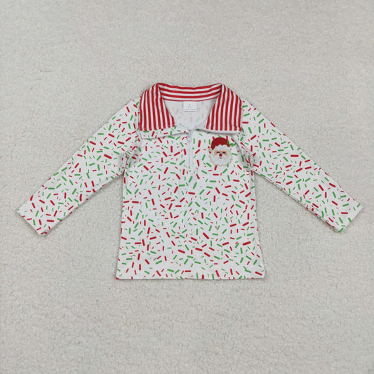 Sibling Baby Boys Girls Embroidery Santa Trees Christmas Zipper Pullovers Top