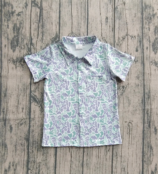 Baby Boys Light Green Camo Western Button Shirts Top