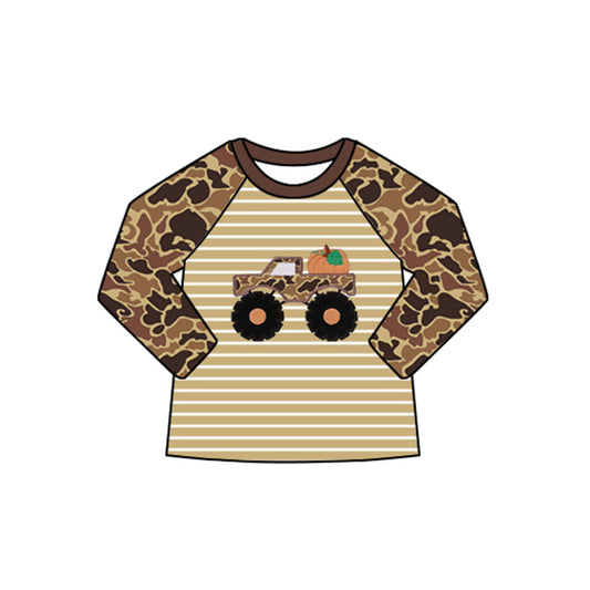 Baby Boys Brown Camo Long Sleeves Truck Pumpkin Western Tee Shirts Preorder