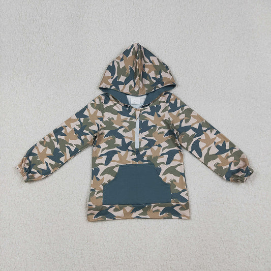 Baby Boys Blue Duck Camo Pocket Zipper Southern Hoodies Tops
