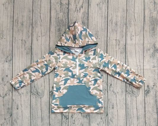 Baby Boys Blue Duck Camo Pocket Zipper Southern Hoodies Tops