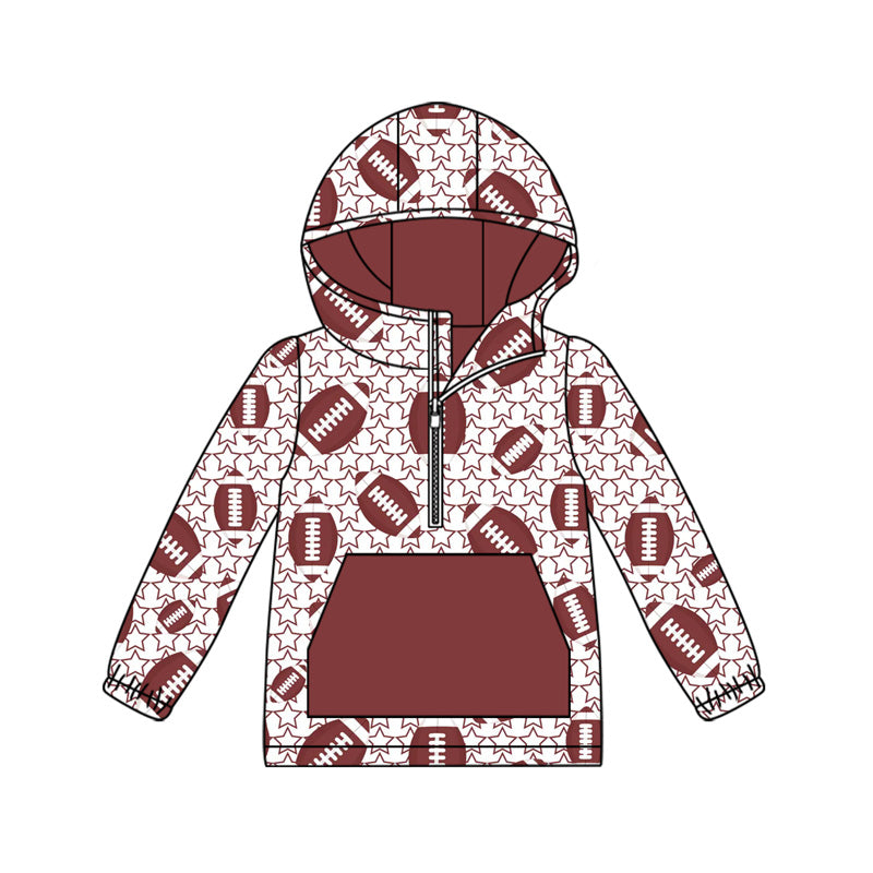 Baby Boys Footballs Stars Plaid Pockets Zipper Team Hoodies Preorder