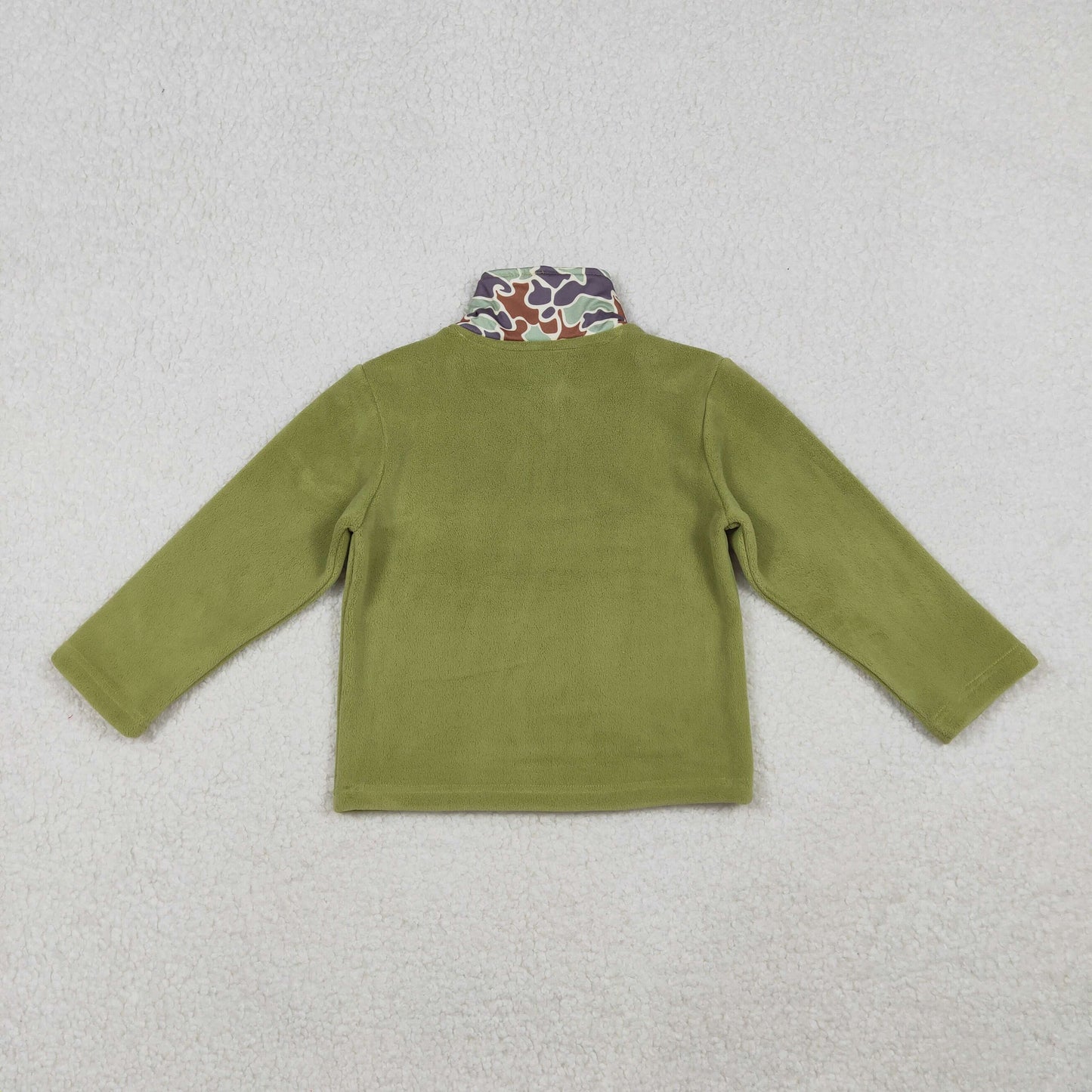 Baby Boys Green Camo Quatrefoil Zipper Pullover Sherpa Tops