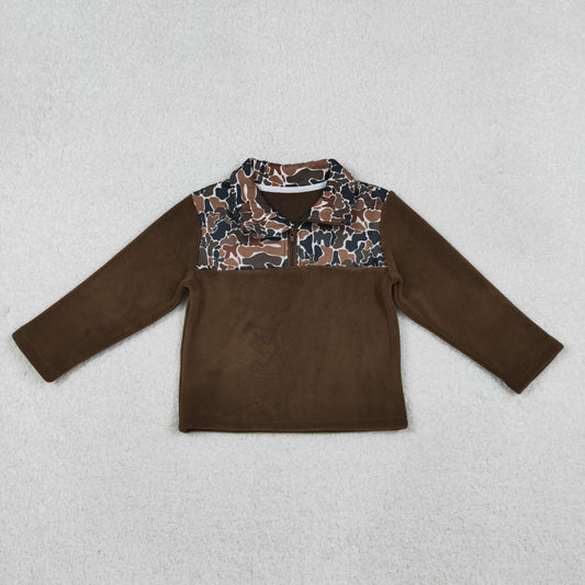 Baby Boys Dark Brown Camo Southern Zipper Pullovers Top