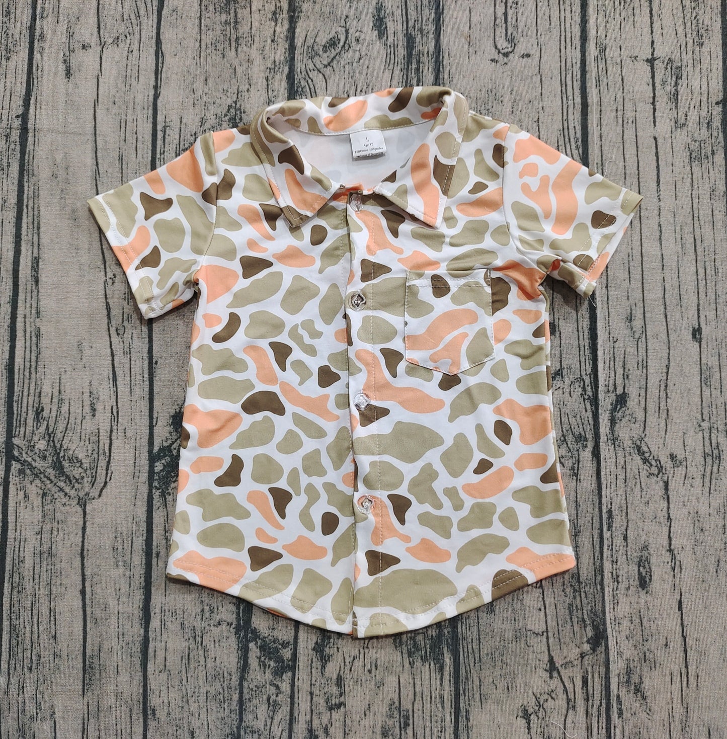 Baby Boys Western Green Khaki Camo Button Pocket Shirts Top