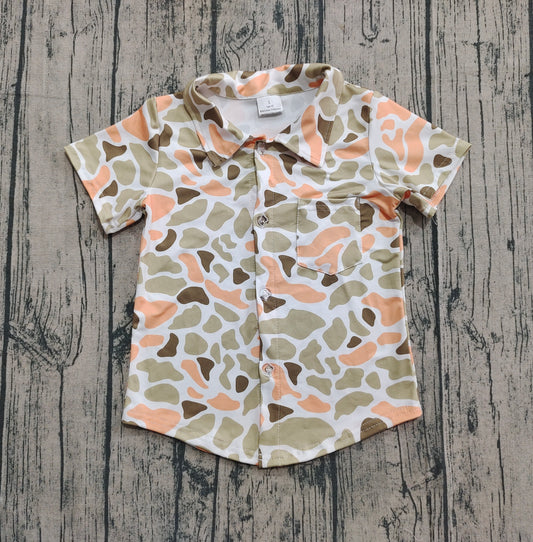 Baby Boys Western Green Khaki Camo Button Pocket Shirts Top