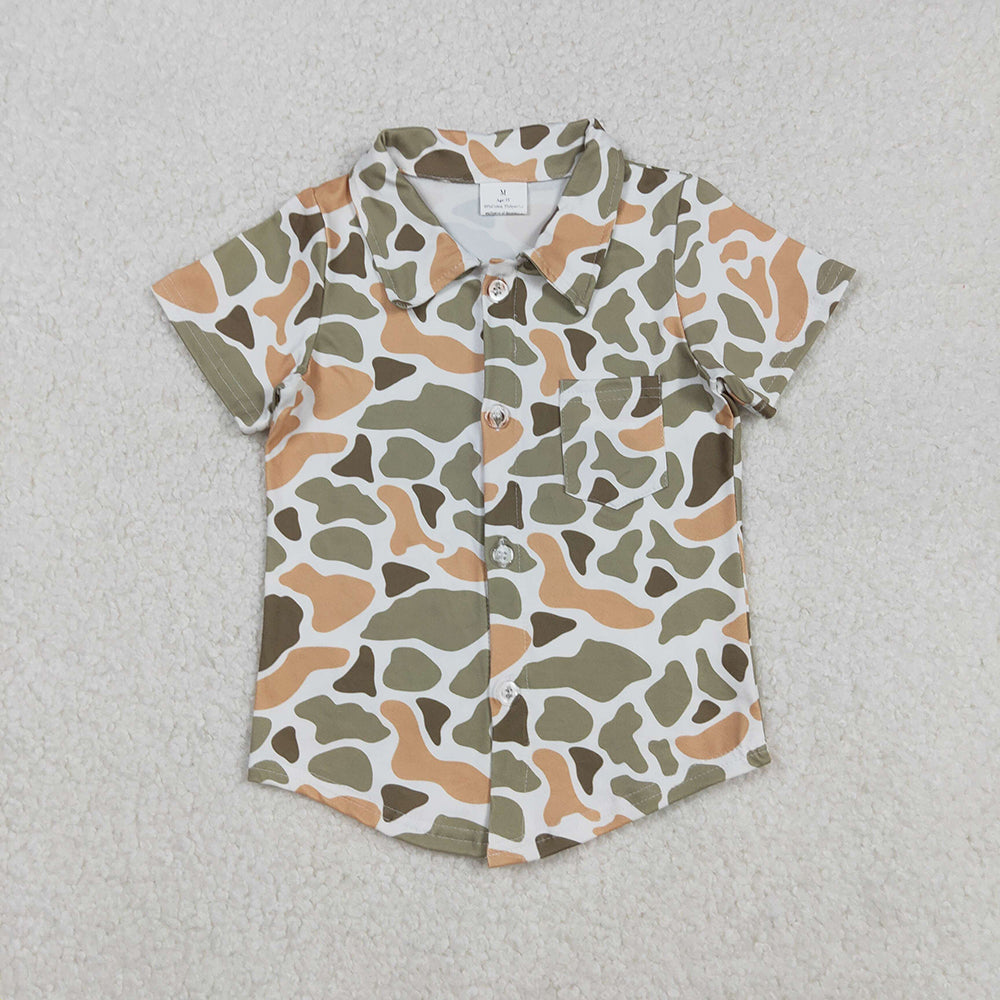 Baby Boys Western Green Khaki Camo Button Pocket Shirts Top
