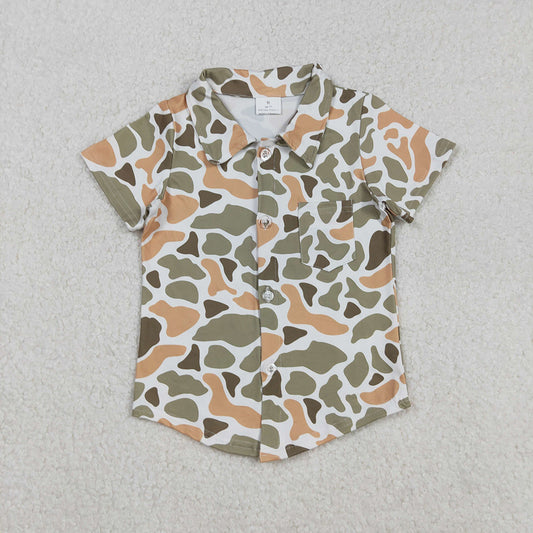 Baby Boys Western Green Khaki Camo Button Pocket Shirts Top