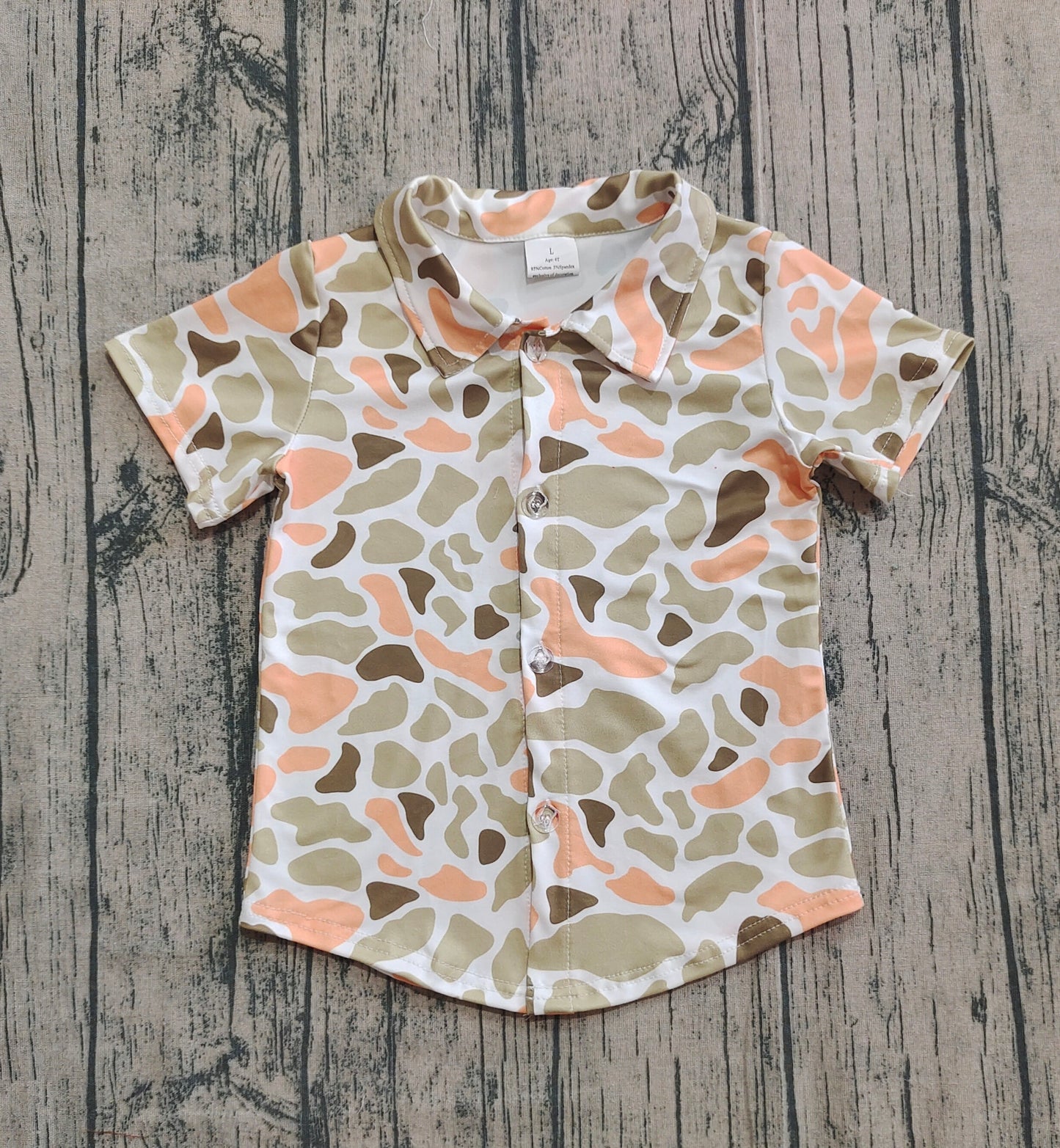 Baby Boys Western Green Khaki Camo Button Pocket Shirts Top