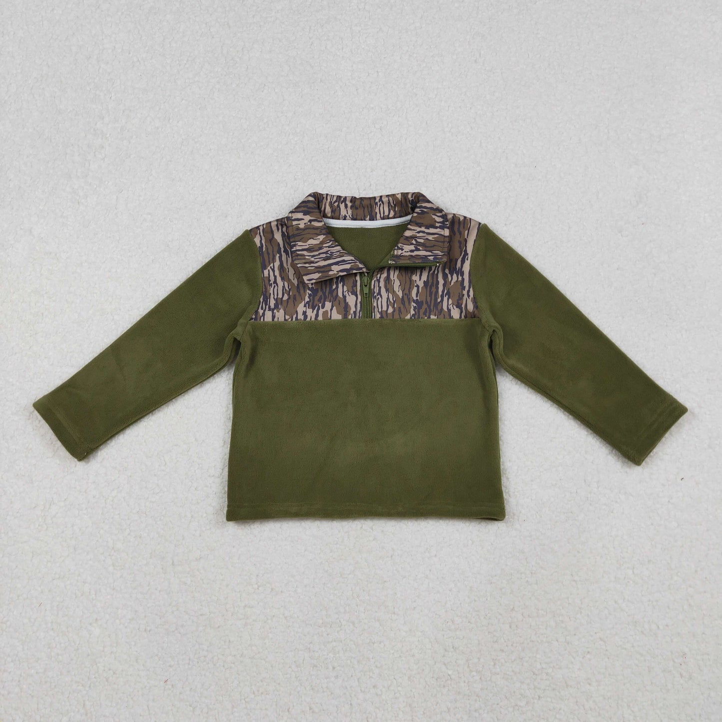 Sibling Baby Boys Long Sleeve  Camo Zipper Western Pullover Sherpa Tops