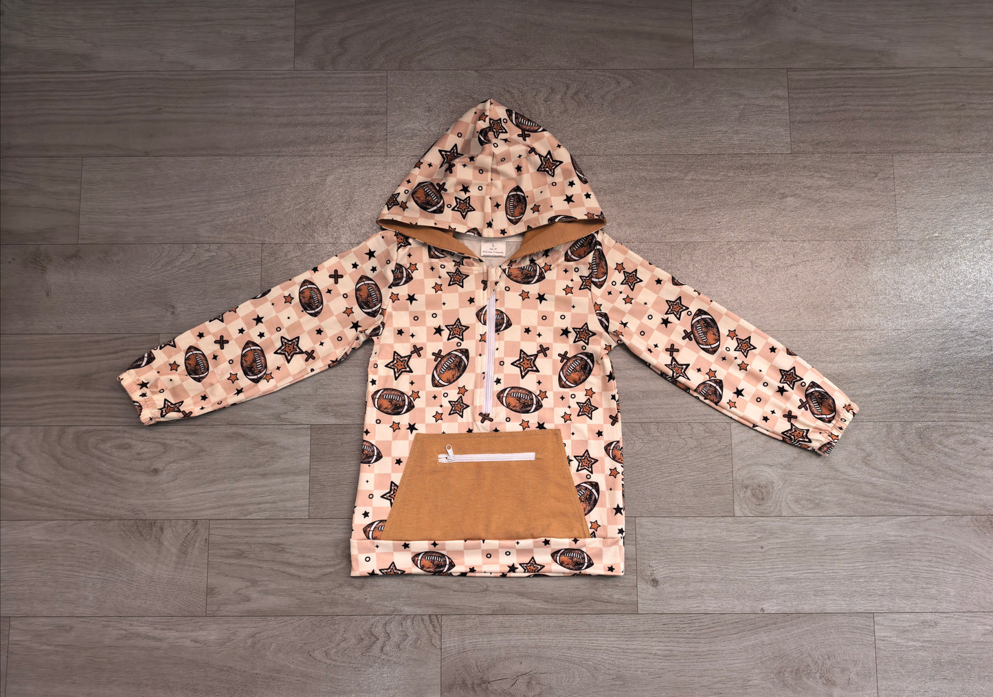Baby Boys Long Sleeves Football Stars Pocket Zipper Team Hoodies Top Preorder