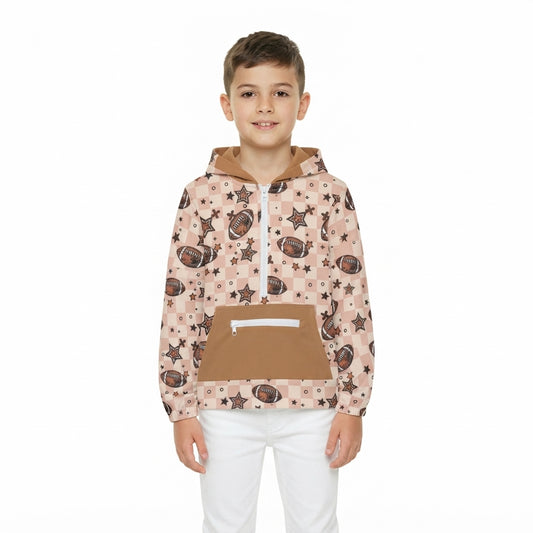Baby Boys Long Sleeves Football Stars Pocket Zip Team Hoodies Top