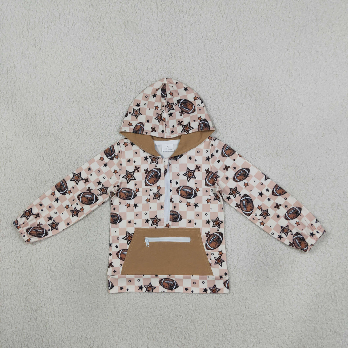 Baby Boys Long Sleeves Football Stars Pocket Zip Team Hoodies Top