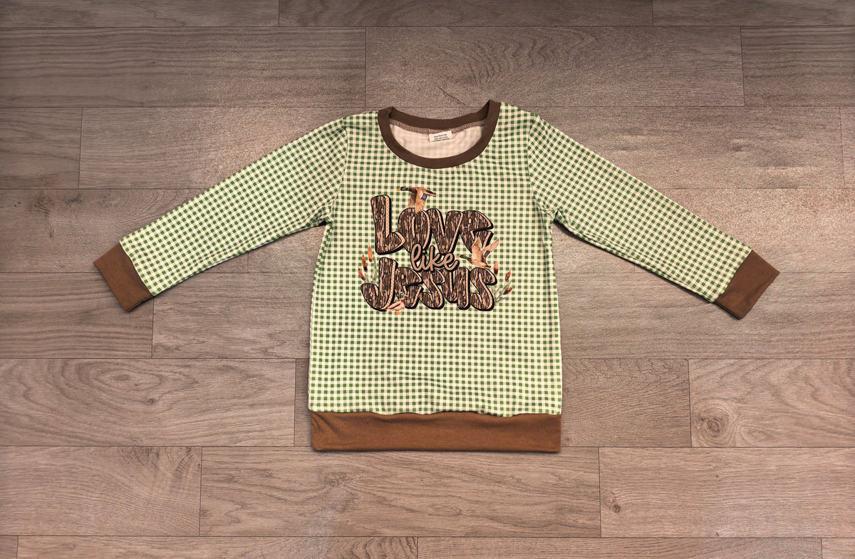 Baby Boys Green Plaid Ducks Jesus Western Tee Shirts Top Preorder