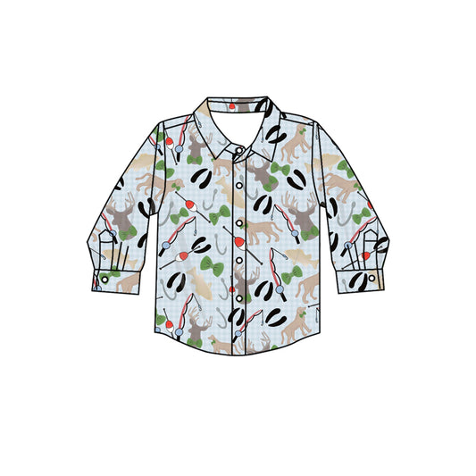 Baby Boys Green Plaid Button Fishing Shirts Top Preorder