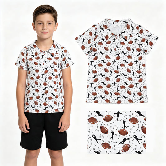 Baby Boys Footballs Team Button Polo Shirts Top