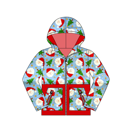 Baby Boys Christmas Trees Santa Pocket Zipper Hoodies Top Preorder