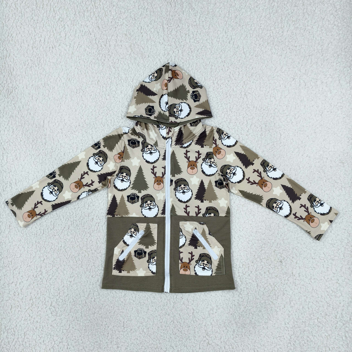 Baby Boys Christmas Santa Deer Gifts Pocket Zip Hoodies Top