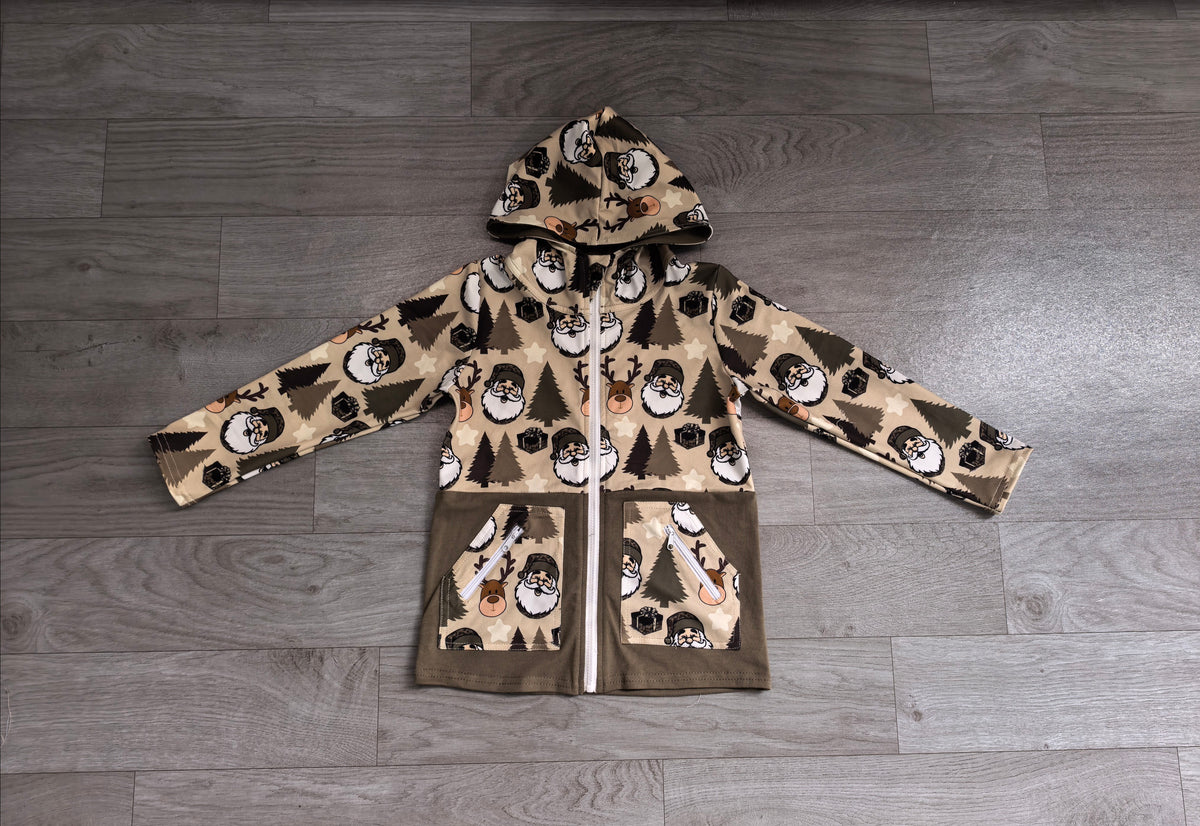 Baby Boys Christmas Santa Deer Gifts Pocket Zipper Hoodies Top Preorder