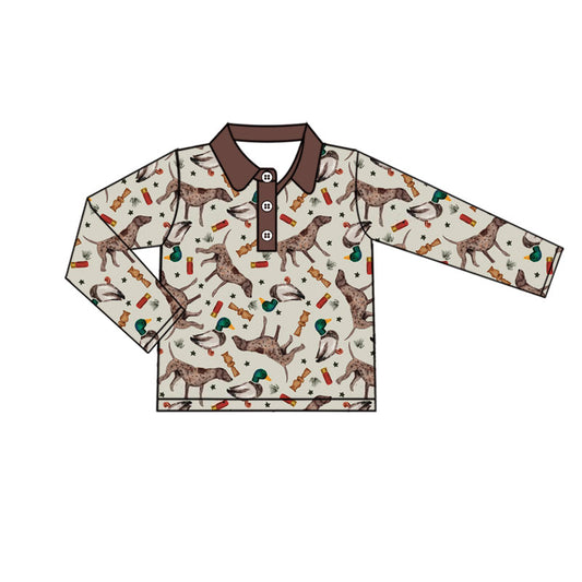 Baby Boys Ducks Dogs Button Hunting Pullovers Top Preorder