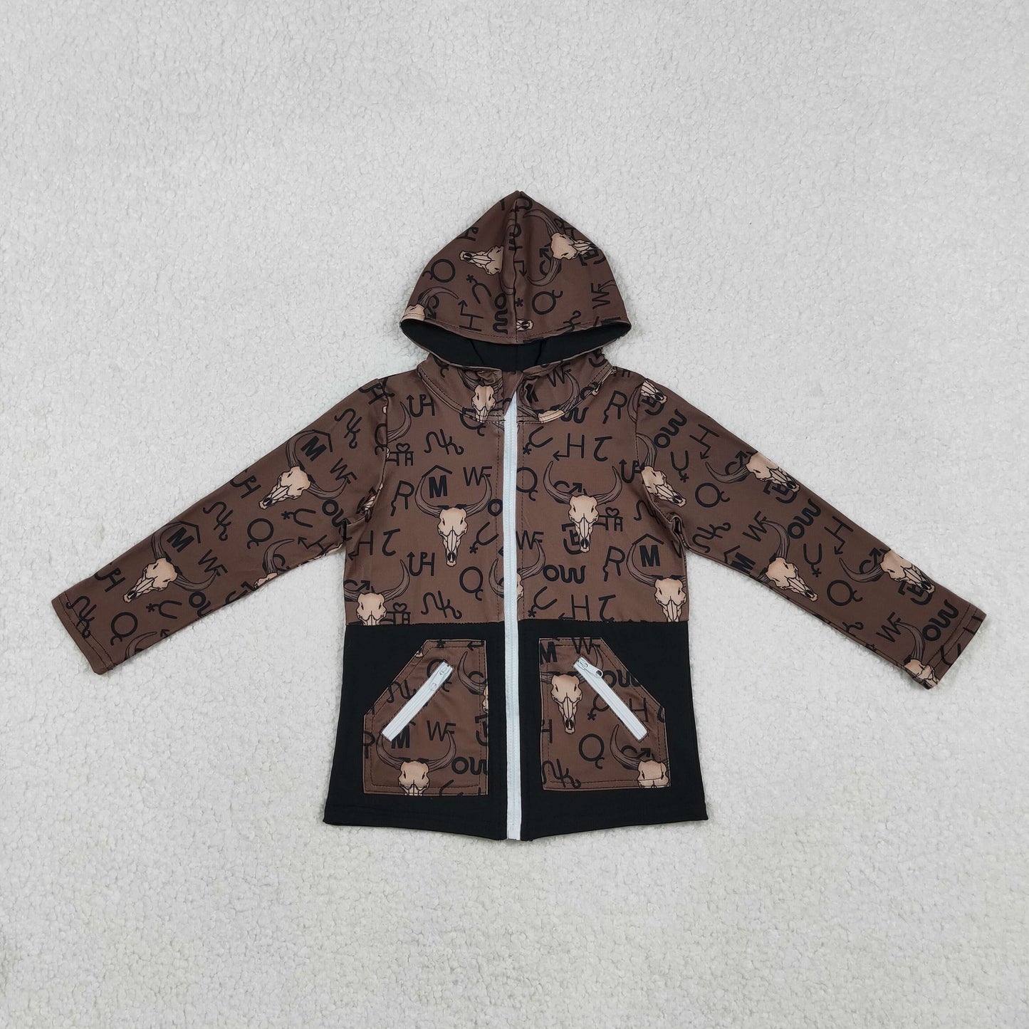 Sibling Baby Boys Bull Skulls Deer Camo Pockets Zipper Hoodies Jackets Tops