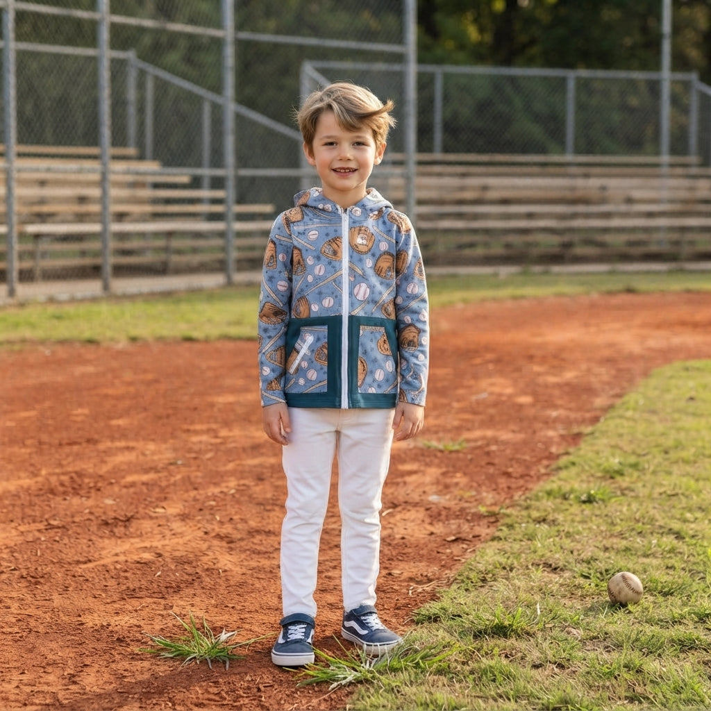 Baby Boys Baseballs Stars Pocket Zip Team Hoodie Jackets Top