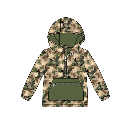 Baby Boys Green Camo Ducks Pocket Zipper Western Hoodie Top Preorder