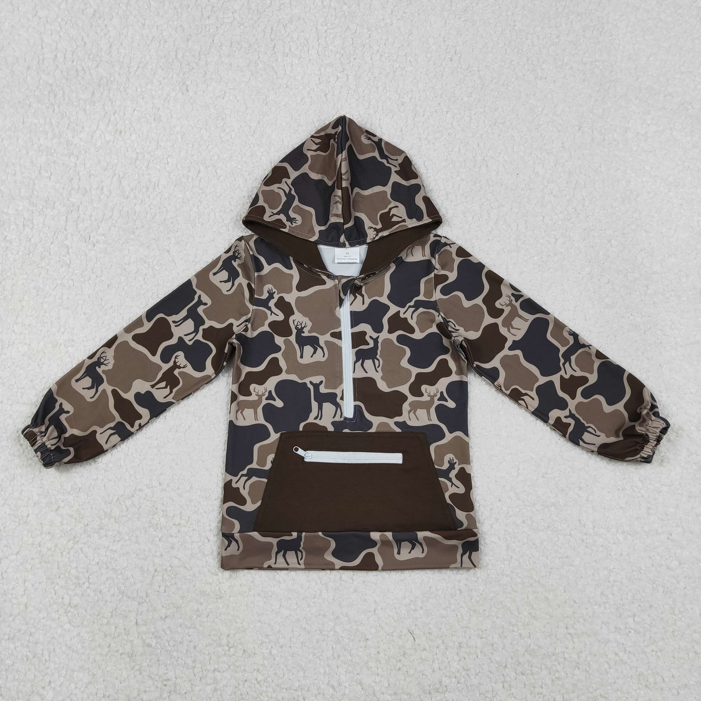Sibling Baby Boys Girls Southern Camo Deer Hunting Pockets Zipper Hoodies Tops
