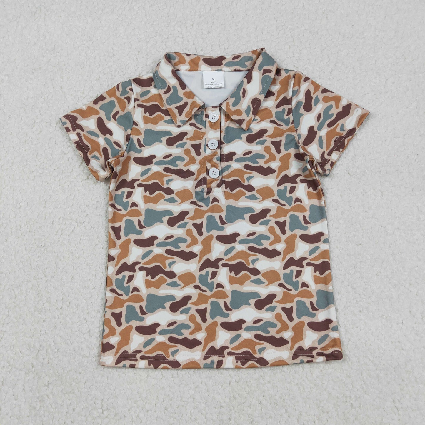Sibling Baby Boys Short Sleeve Southern Camo Button Polo Shirts Top