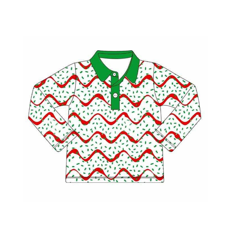 Baby Boys Stripes Sprinkles Christmas Long Sleeve Button Polo Shirts Top Preorder