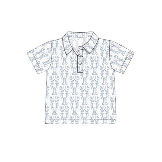 Baby Boys Short Sleeve Crayfishes Button Polo Shirts Top Preorder