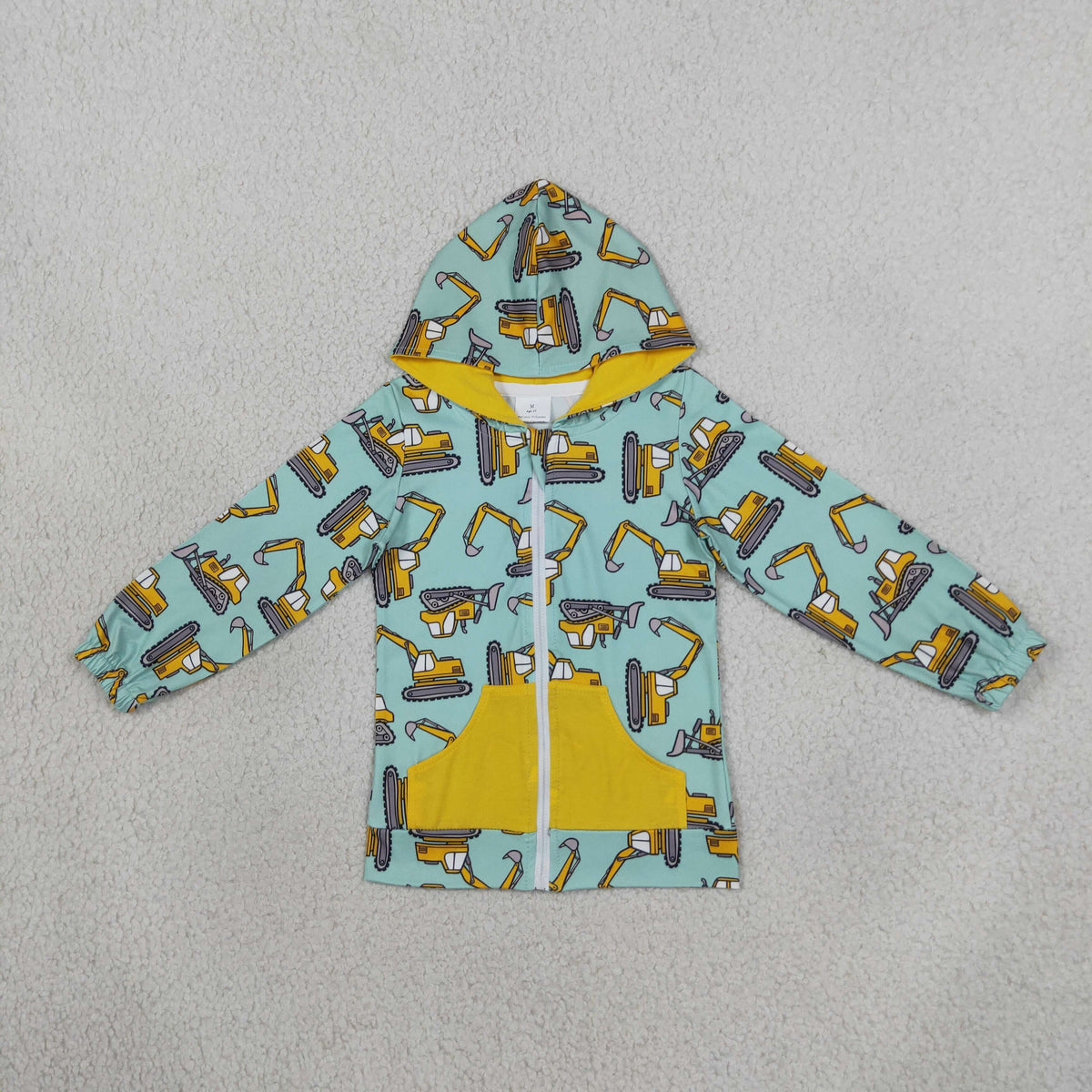 Baby Boys Long Sleeve Excavators Pocket Zip Hoodies Jackets Top