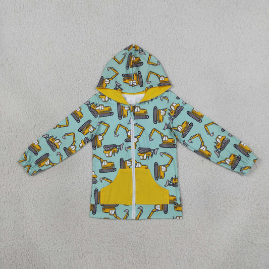 Baby Boys Long Sleeve Excavators Pocket Zip Hoodies Jackets Top