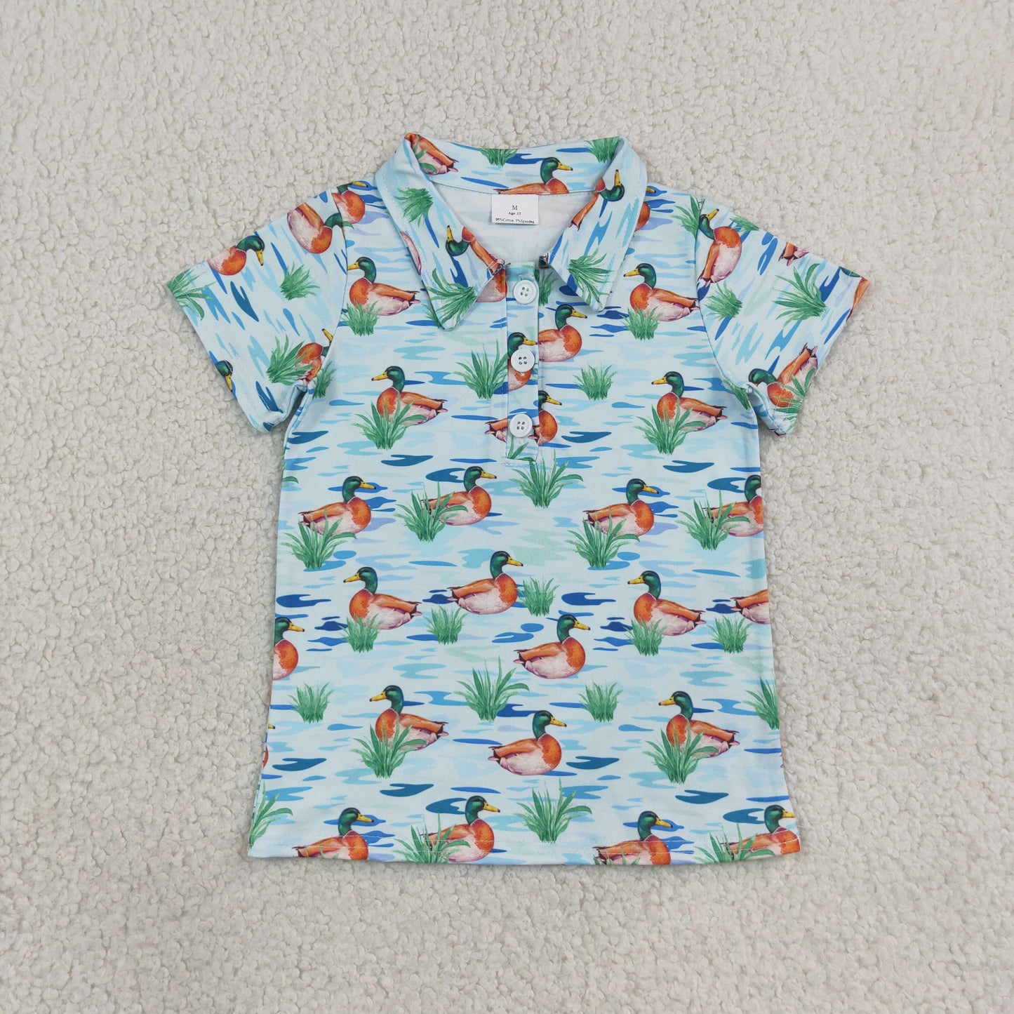 Baby Boys Short Sleeve Ducks Hunting Button Polo Shirts Top