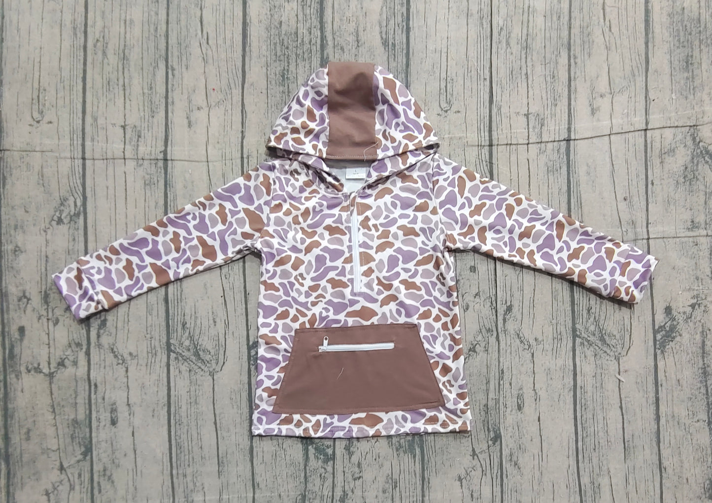 Baby Boys Khaki Camo Pockets Zipper Western Hoodie Jackets Top Preorder