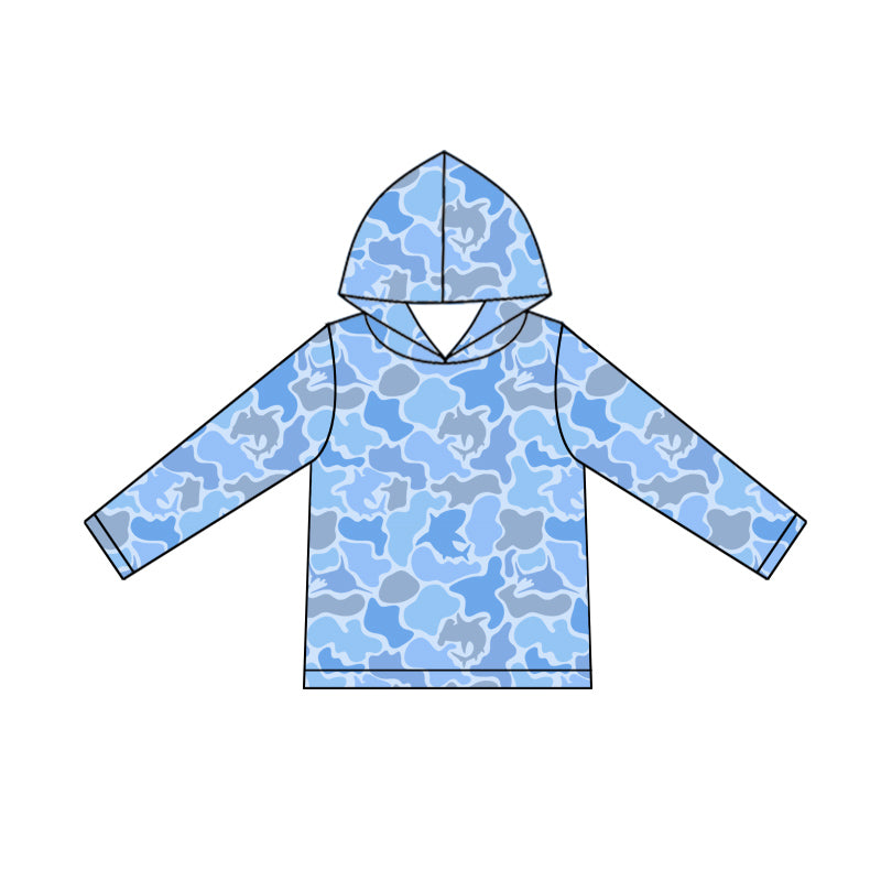Baby Boys Blue Whales Camo Long Sleeve Southern Hoodies Top Preorder