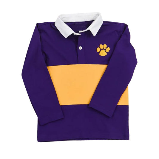 Baby Boys Purple Long Sleeve Pawl Button Polo Shirts Top