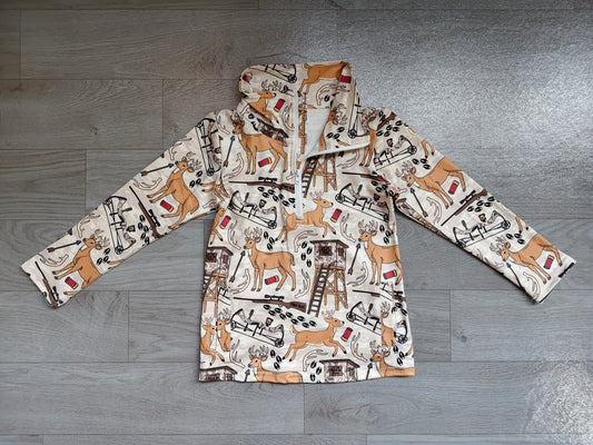 Baby Boys Khaki Long Sleeve Deer Hunting Pockets Zipper Pullovers Top