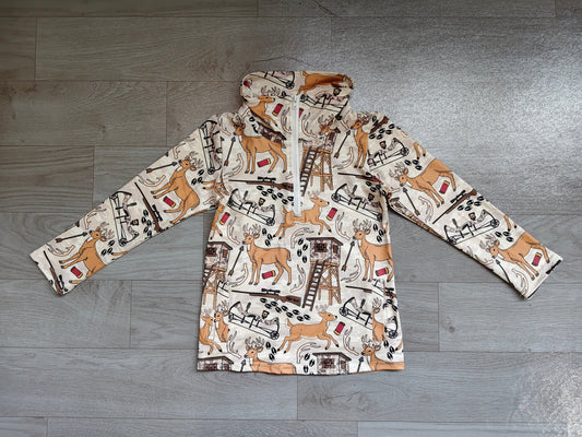Baby Boys Khaki Long Sleeve Deer Hunting Pockets Zipper Pullovers Top