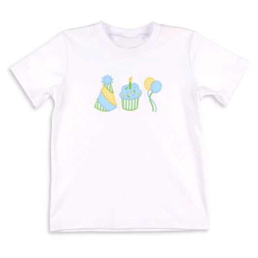Baby Boys White Short Sleeve Happy Birthday Camo Balloon Tee Shirts Top