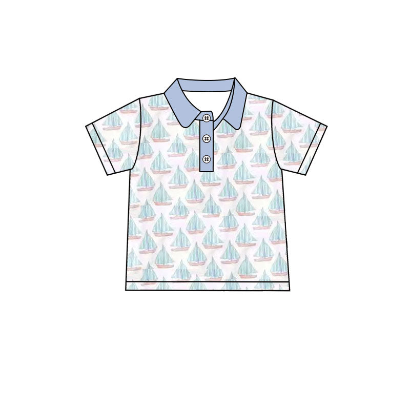 Baby Boys Short Sleeve Boats Plaid Button Polo Shirts Top Preorder